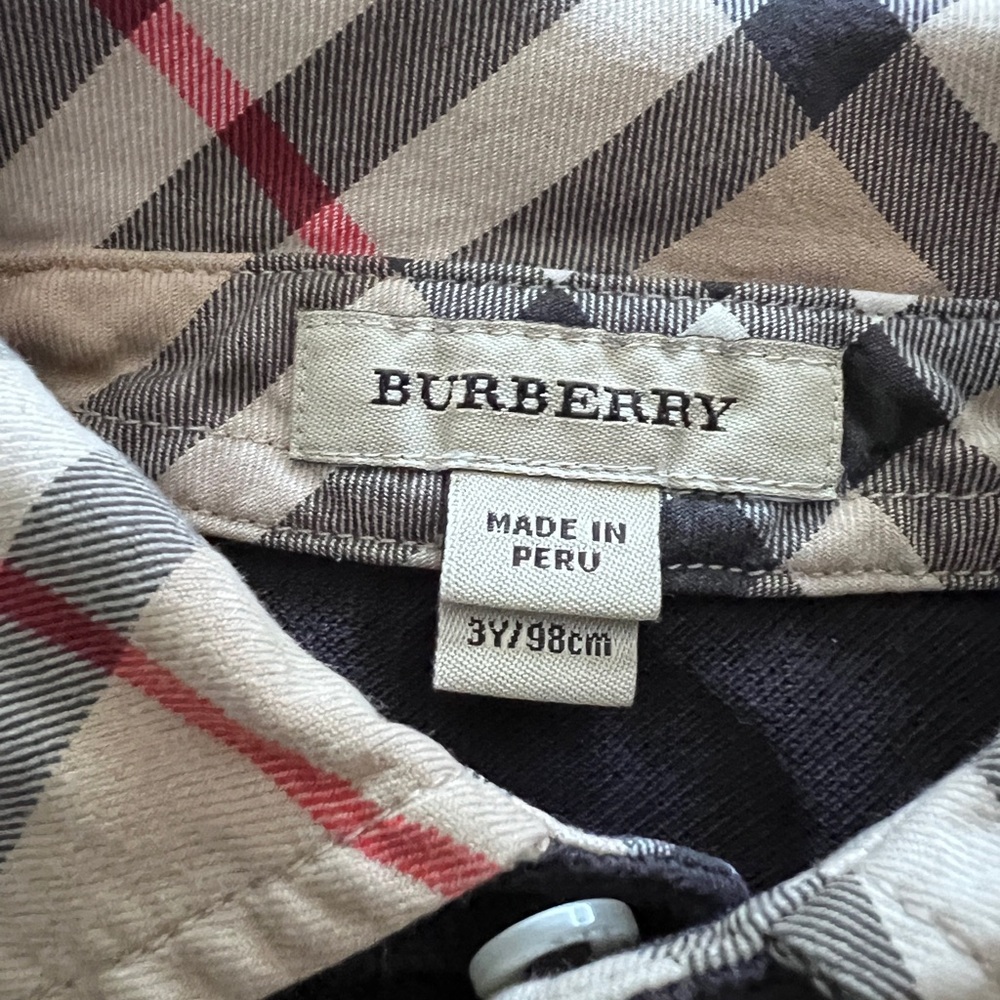 Burberry Long Sleeve Polo w/ Nova Check Collar (2T)